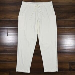 Eileen Fisher Size XL Off White Organic Interlock Slouchy Ankle Sleep Pants‎